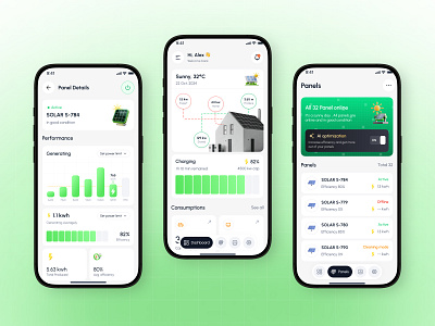 AI-Driven Solar Panel App UI UX Design | Renewable Energy ai optimized solar android app app design app ui design app ui designer app ui ux design energy dashboard design figma design focotik ios app design ios application mobile app design smart energy management solar energy app solar tracking app ui ui design ui ux design website designer