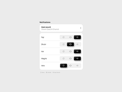 Notification Settings 3d app azan black card figma menu minimal mobile notification notifications popup prayer product design soft ui ui ui design user iterface ux ux design