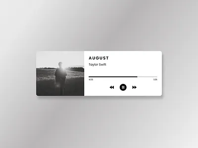 Daily UI #009 | Music Player 009 black white clean ui daily ui functional graphic design grey minimal monochrome music music player pause play song soundtrack taylor swift time tone ui