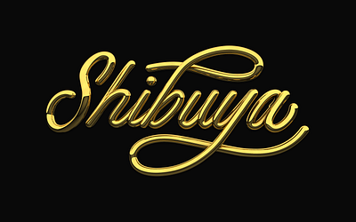 Shibuya 3D 3d 3dtype cinema4d cursive custom gold hand lettered handlettering lettering maxon raster script shibuya type typography