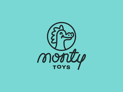 Monty toys branding dinosaur identity logo script toys type