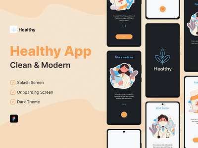 Healthy App designforhealth healthyapp mobiledesign onboarding splashscreen uiux