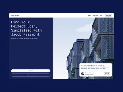 Fairmont – Mortgage Broker Website about apply blog blue broker business corporate finance framer loan modern mortgage personal property real estate services ui design ux design web design website