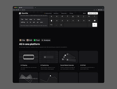 OpusClip - Website ai blockchain crypto dashboard design illustration landing page ui web3