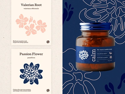 Grassroot Packaging Design – Calm Supplement (3) branding graphic design healthandwellness illustrations logo logo illustration packaging packaging design supplements