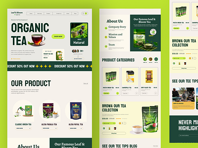 Organic tea brand e-commerce website design branding creativedesign design ecommercedesign ecommerceplatform figma design figma template graphic design healthandwellness organicteawebsite sustainability ui ui design uiuxdesign webdesign website design