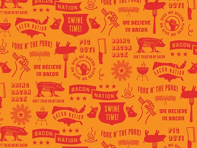 Bacon Nation - Set 1 of 2 bacon branding butcher concessions design flag graphic design grill illustration malley design meats pattern pig pork pride state fair swine typography usa vector