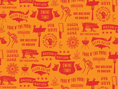 Bacon Nation - Set 1 of 2 bacon branding butcher concessions design flag graphic design grill illustration malley design meats pattern pig pork pride state fair swine typography usa vector