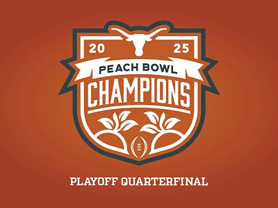 TEXAS LONGHORNS 2025 PEACH BOWL CHAMPIONS - Logo Concept cfp champions college football football longhorns matt harvey ncaa peach bowl playoffs texas