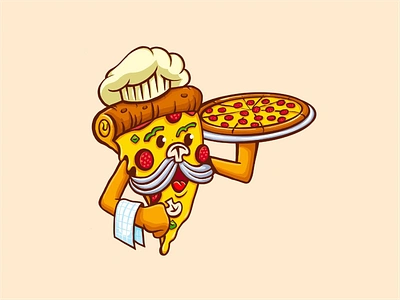 Chef Pepperono's™ branding cartoon graphic design illustration logo mascot pepperoni pizza pizza logo restaurant mascot