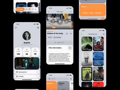 Cascade — screen animation account animation arthouse branding catalog ios mobile mobile app movies online cinema ui ui design ux design