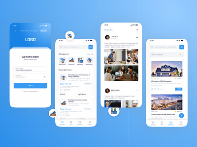 Service Booking app like urban clap Ui Design graphic design modern app ui ui