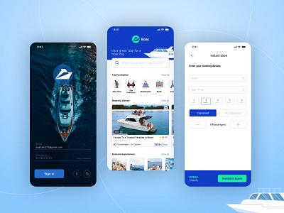 Boat and Cruise Booking App UI Design ui