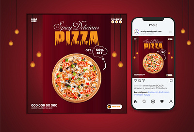 Pizza social media post design template advertise advertisement banner ads cover design creative design eatery fast food food menu graphic design instagram marketing meal menu design pizza print promo snack social media post social media post design vector illustrator