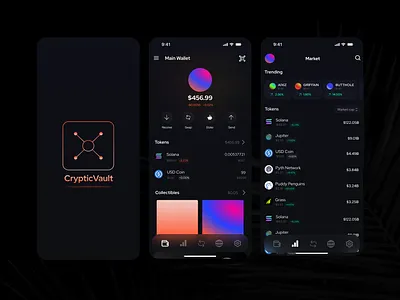 Cryptic Vault (web3) Mobile App clean ui crypto design mobile app money uiux web3