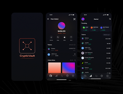 Cryptic Vault (web3) Mobile App clean ui crypto design mobile app money uiux web3