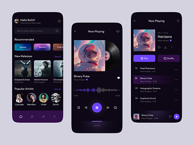 Music Streaming App UI app design graphic design mobile music music streaming ui ui design uiux user interface design visual design web app