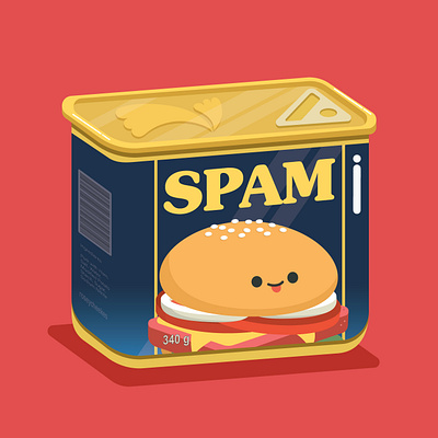 Spam Burger character cute food illustration illustrator vector