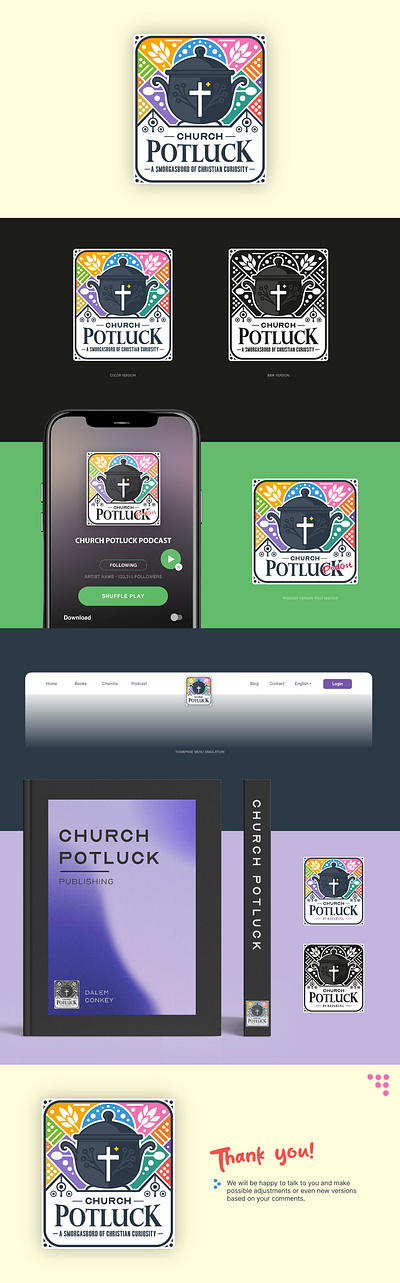 Church Potluck logo - Classical brand church logo potluck stained glass