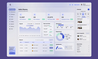 HRMS system dashboard darkmode design figma hrms lightmode mobile app saas ui ui design ux website