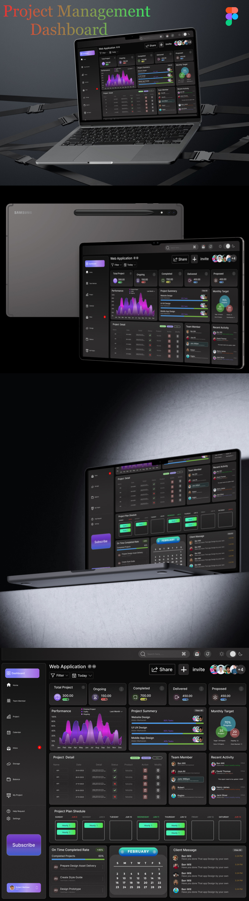 Project Management Dashboard app design dashboard landing page ui ux website