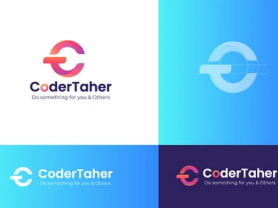 CoderTaher Logo Design 3d branding c letter c logo graphic design logo taher logo ui