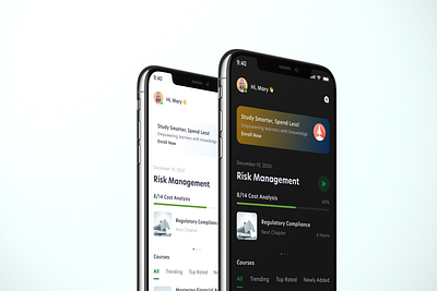 Learn Anywhere, Anytime: LMS Mobile App app design app ui clean course dark mode dark theme flat design learning management system lms minimal mobile app modern motion graphics online learning school app skill improvement study app ui user interface ux