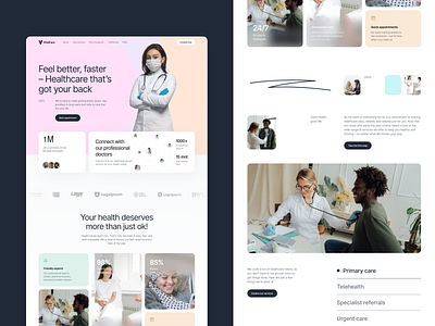 VitalCare - Healthcare Landing Page consultation design doctor health healthcare homepage hospital landing page medical medical care patient selfcare ui web web design website wellness