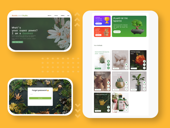 Roots and fruits Garden Management system design figma ui