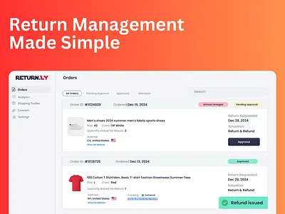 Return Made Simple dashboard ui