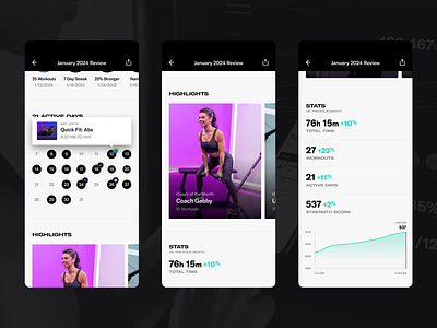 Tonal Monthly Review Details clean dark data fitness minimal mobile modern san diego