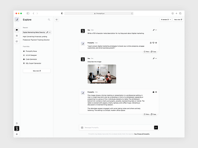Promptify — Chat AI Platform ai chat clean design interface minimalist sidebar ui ui design ux ux design web design
