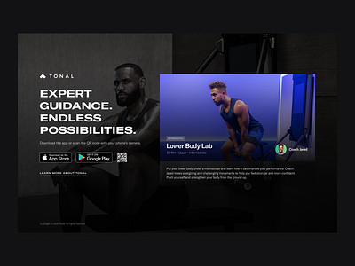 Tonal Landing Page clean dark fitness landing page minimal modern san diego website