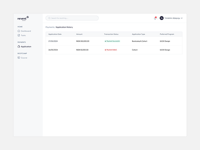 Bootcamp Application History design edtech payments ui ux web