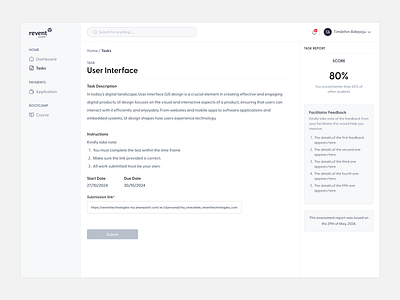 Edtech platform - Students task page design edtech ui ux web