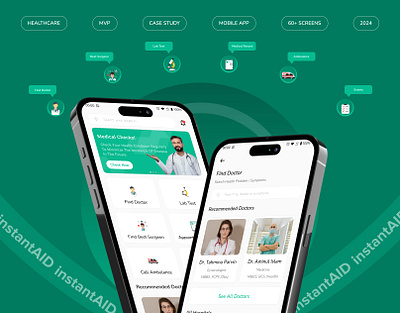 instantAID: Simplifying Healthcare Access design thinking doctorapp figma healthcareapp hospitalapp medial app patient app user centric design user research ux design