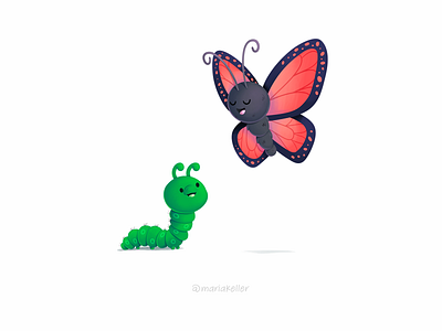 The Power of Patience bruco butterfly cambio cartoon caterpillar change character children cute design friendship illustration kids mariposa mexico patience pazienza