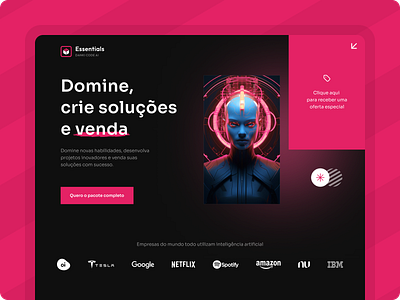 Landing page for AI Softwares Package ai ai interface branding brazil design interface landing page package pink ui uidesign website