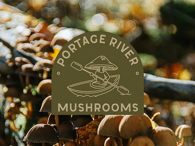 Portage River Mushrooms - Logo Design brand design branding local logo logo design mushrooms river vector vintage