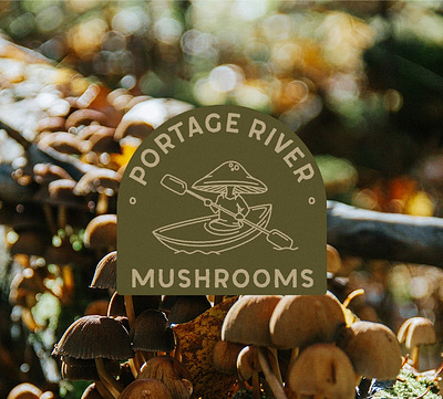 Portage River Mushrooms - Logo Design brand design branding local logo logo design mushrooms river vector vintage