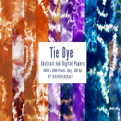 Tie Dye Digital Papers, Shibori Art, Indigo & Orange Tie Dye animation graphic design