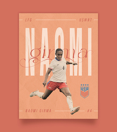 Naomi Girma - USWNT grain poster poster design soccer sports typography uswnt vintage