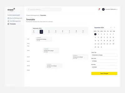 Course Timetable design edtech ui ux web