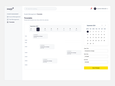 Course Timetable design edtech ui ux web