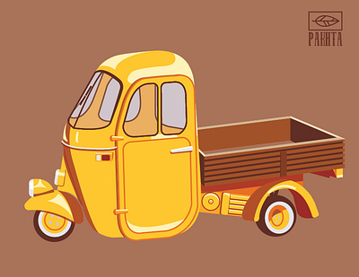 Yellow car car illustration postcard vector