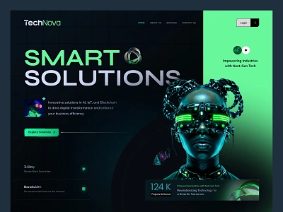 TechNova – Futuristic Tech Homepage ai ai tech ai website blockchain creative creative ui cyber dribble futuristicdesign home page homepage landing page solution website tech tech website technology ui uiux design ux website