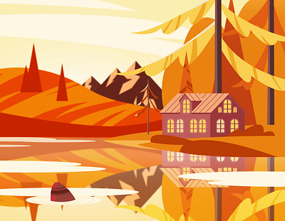 Autumn landscape autumn illustration landscape vector