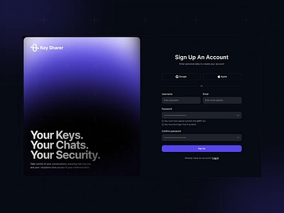 Sign Up Form, Dark Mode dark mode dark theme dark ui design product design registration sign up form ui ui design uiux user interface design ux design web design