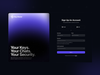 Sign Up Form, Dark Mode dark mode dark theme dark ui design mobile mobile design product product design registration sign up form ui ui design uiux user experience user interface user interface design ux ux design web web design