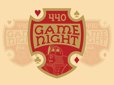 GAME NIGHT brand and identity design firefighter logo logo design playing cards red shield